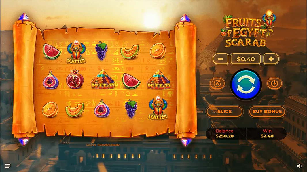Fruits of Egypt Scarab gameplay screenshot 1